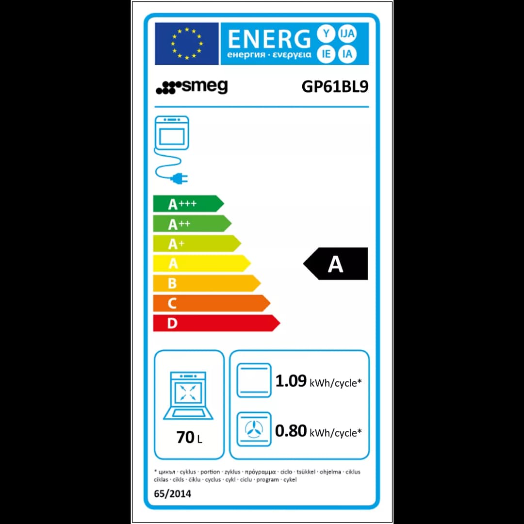 Étiquette énergie — Cuisinière gaz SMEG