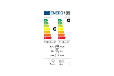 Étiquette énergie — Lave-linge hublot Lg Lave-linge séchant hublot 11/6kg 1400 tours/min F164R78BSTA