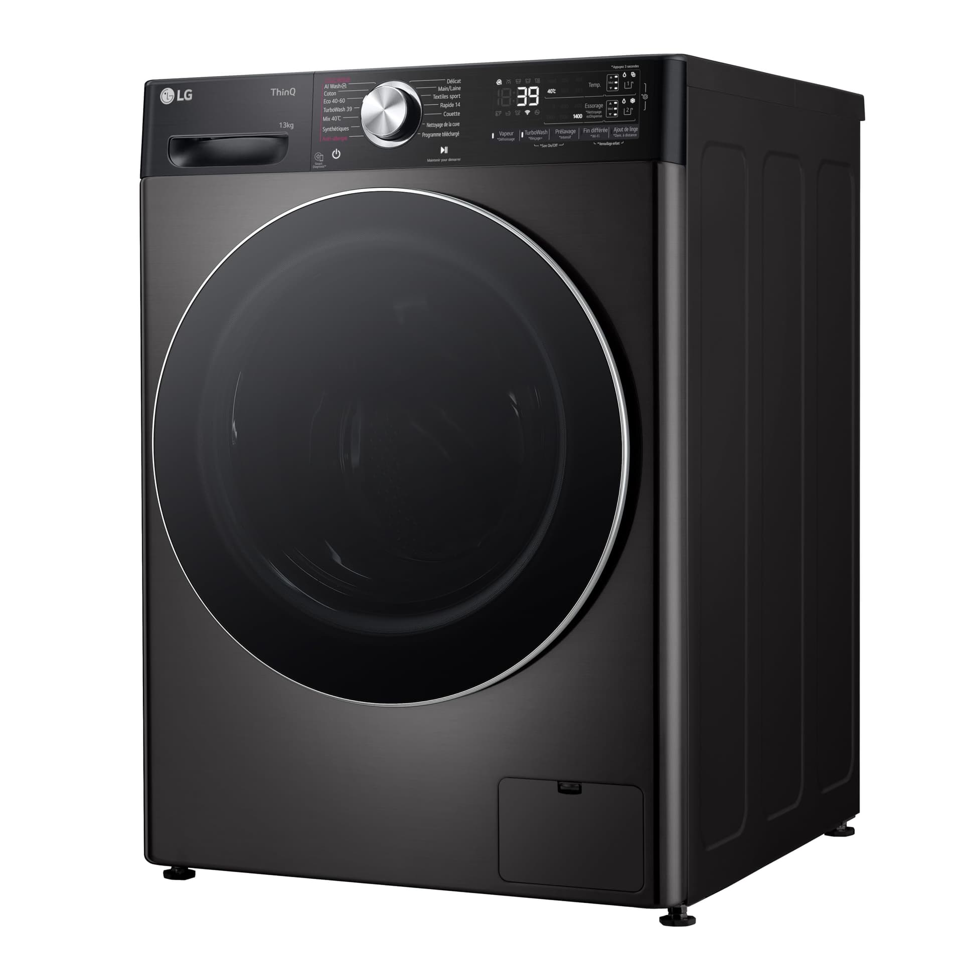 Lave-linge LG F34R92BSTA 13 kg – 1400 tr/min – Classe A – AI DD™ – Inox — vue 2
