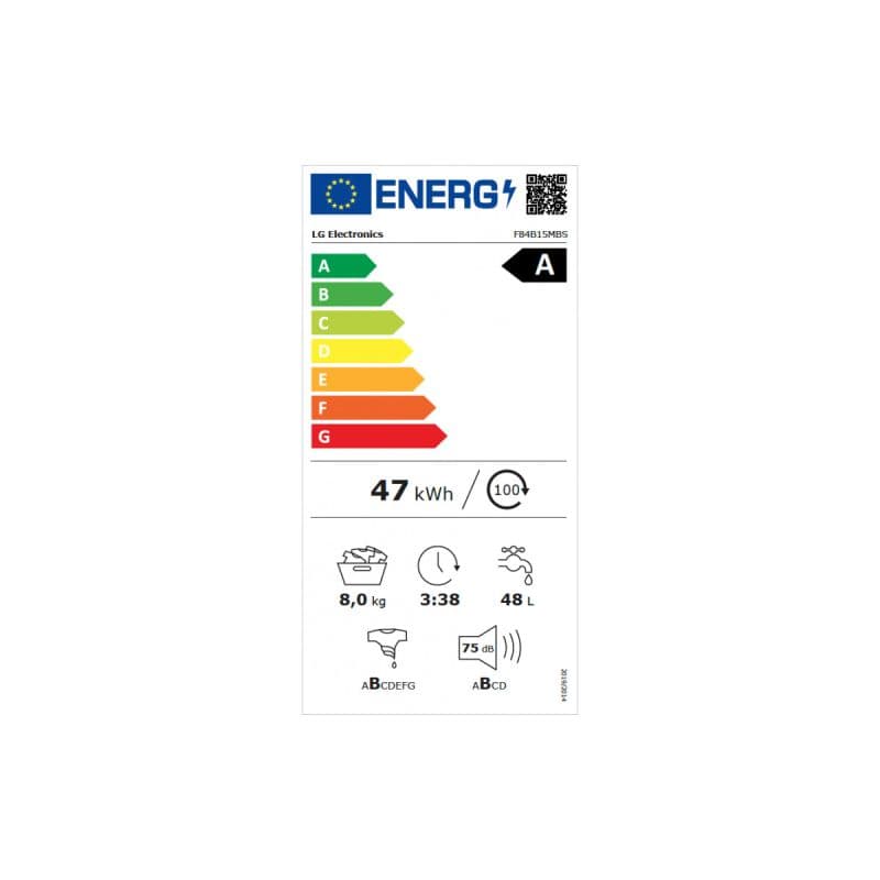 Étiquette énergie — LG Lave-linge hublot F84B15MBS 8kg