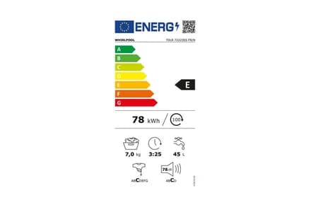 Étiquette énergie — Lave-linge top Whirlpool TDLR 72223SS FR/N