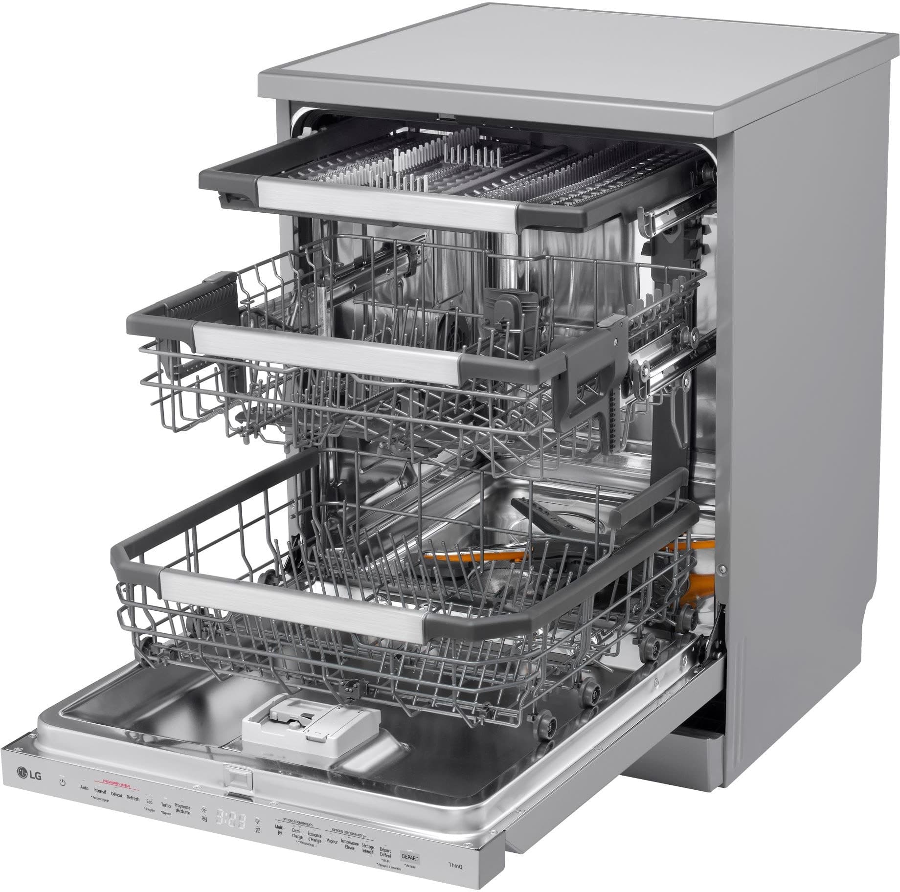 Lave‑vaisselle LG DF587HVS 60 cm – 14 couverts – QuadWash & TrueSteam – Inox Pose libre — vue 3