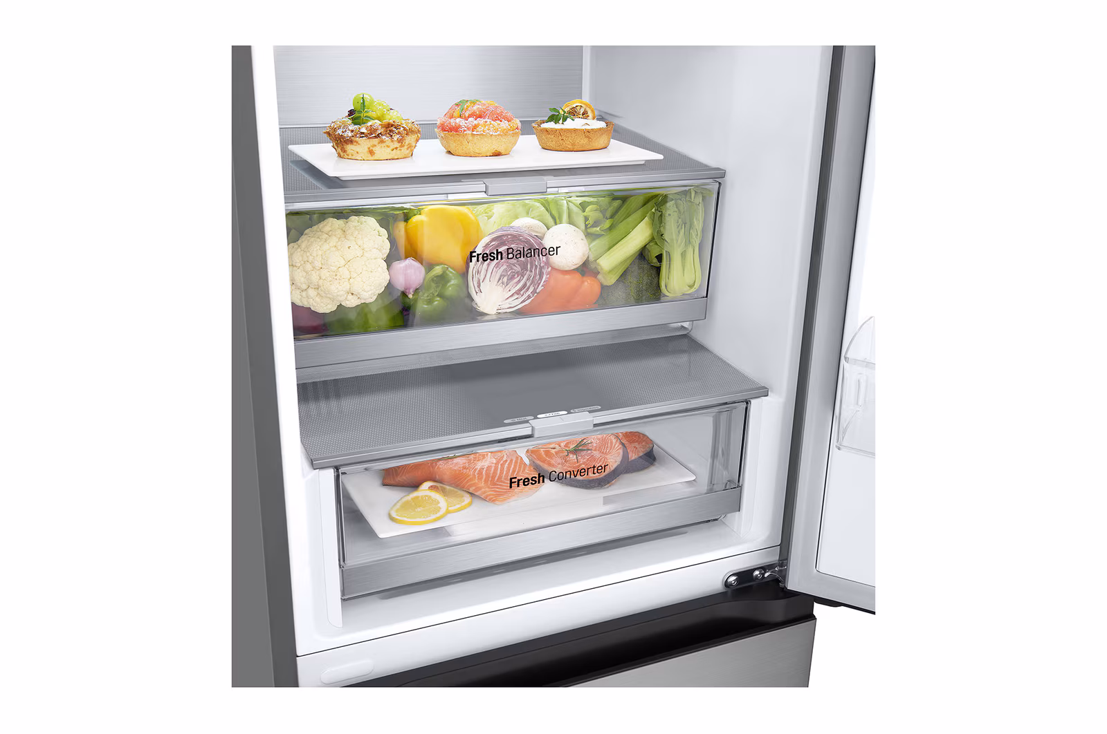 Réfrigérateur combiné LG GBF7272DPY – No Frost et distributeur d’eau — vue 4