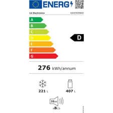 Étiquette énergie — LG GSXE90MBAD – Réfrigérateur Américain Inox Noir 635 L avec Porte InstaView & Distributeur Eau/Glace
