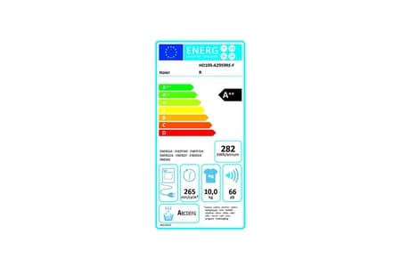 Étiquette énergie — Sèche-linge pompe à chaleur Haier I-Pro Series 5 HD100-A2959RE-FR - Sèche-linge - WiFi