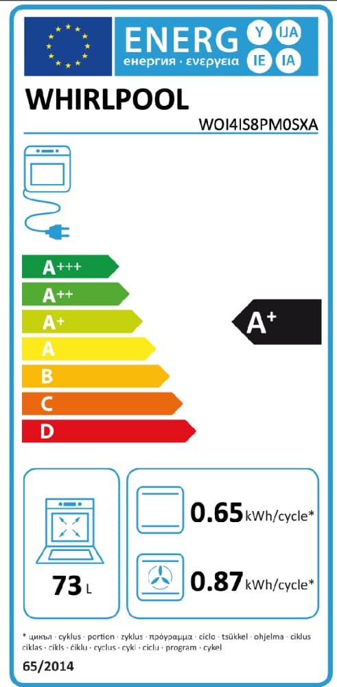 Étiquette énergie — Four encastrable 73L